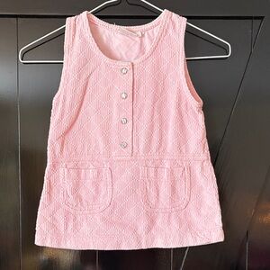 Vintage Pink cord diamond print Sleeveless Kids Top snap buttons sz 4